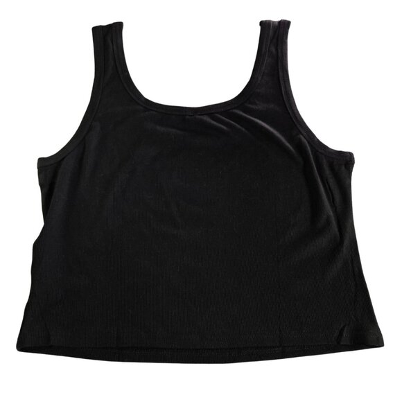 Black Ribbed Sleeveless Fitted Tank Top - XLarge - Picture 3 of 4